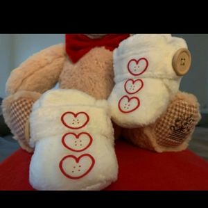 Your my heart infant boots cream and red